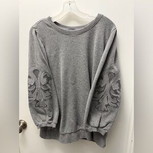 Torrid Gray Sweater with Embroidered Sleeves